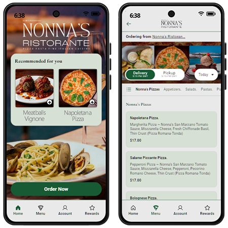 Nonna's Ristorante Online Ordering App for Delivery and Takeout